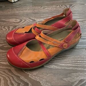 Romika Gina Mary James Leather Orange Red Straps Comfort